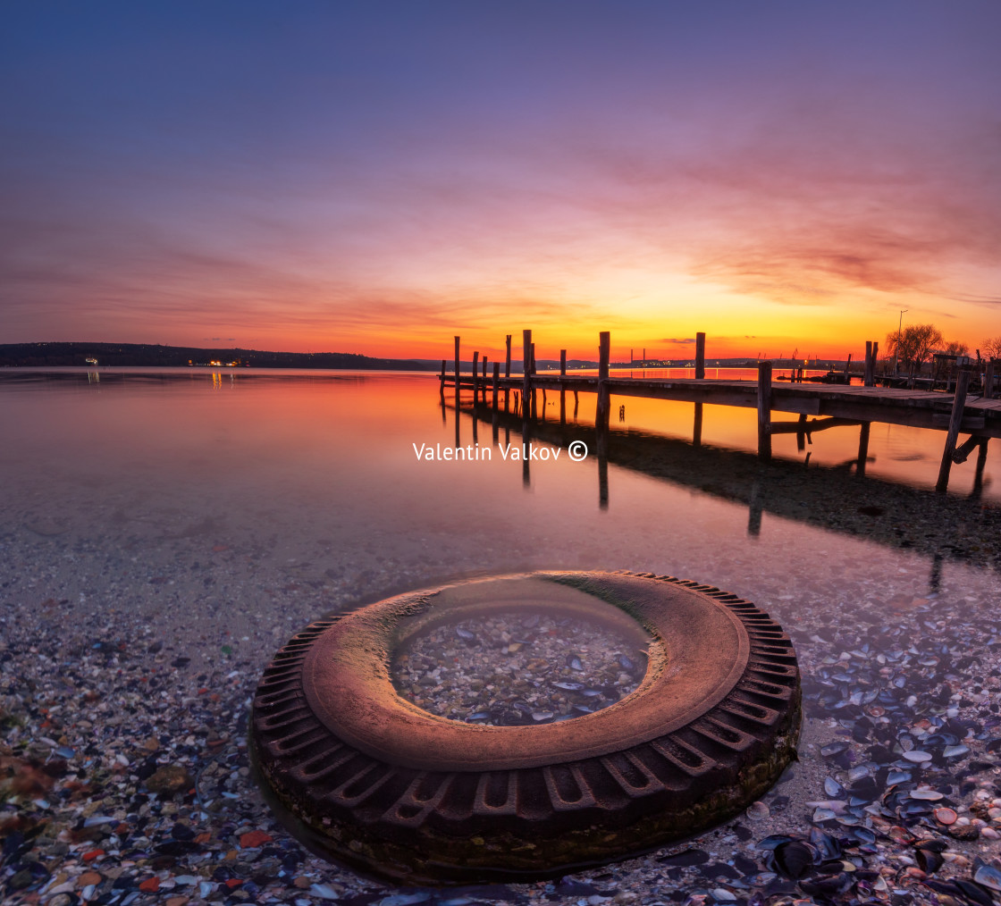 "Small Dock and Boat at the lake" stock image