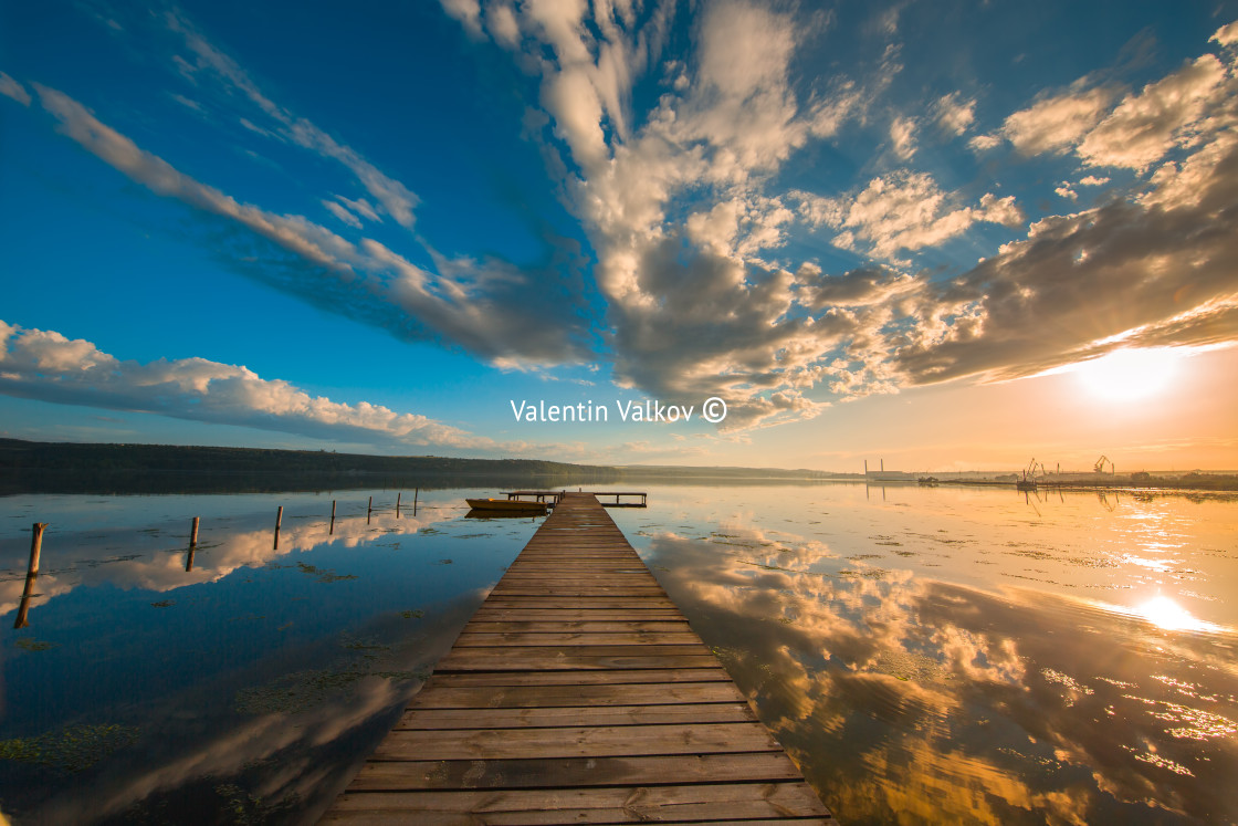 "Small Dock and Boat at the lake" stock image