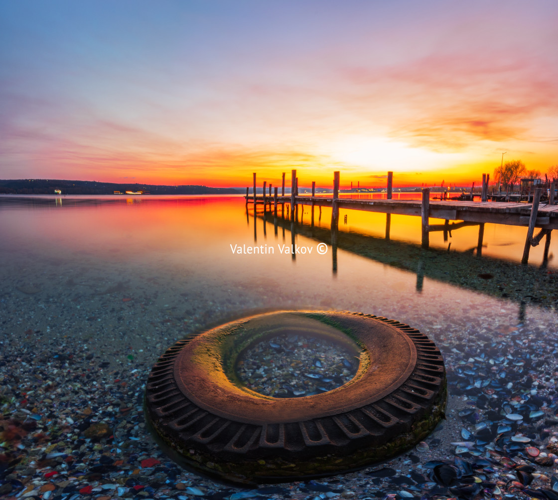 "Small Dock and Boat at the lake" stock image