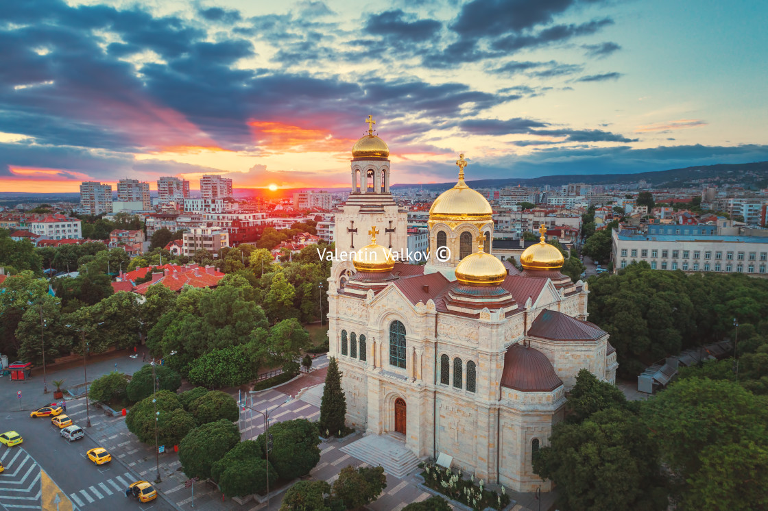 "The Cathedral of the Assumption in Varna, Aerial view" stock image