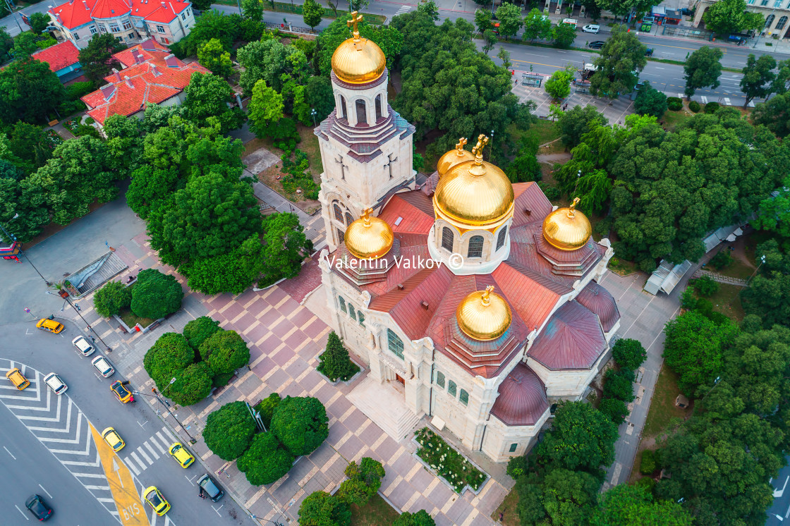 "The Cathedral of the Assumption in Varna, Aerial view" stock image