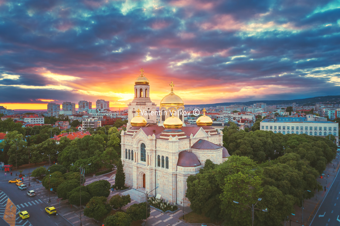 "The Cathedral of the Assumption in Varna, Aerial view" stock image