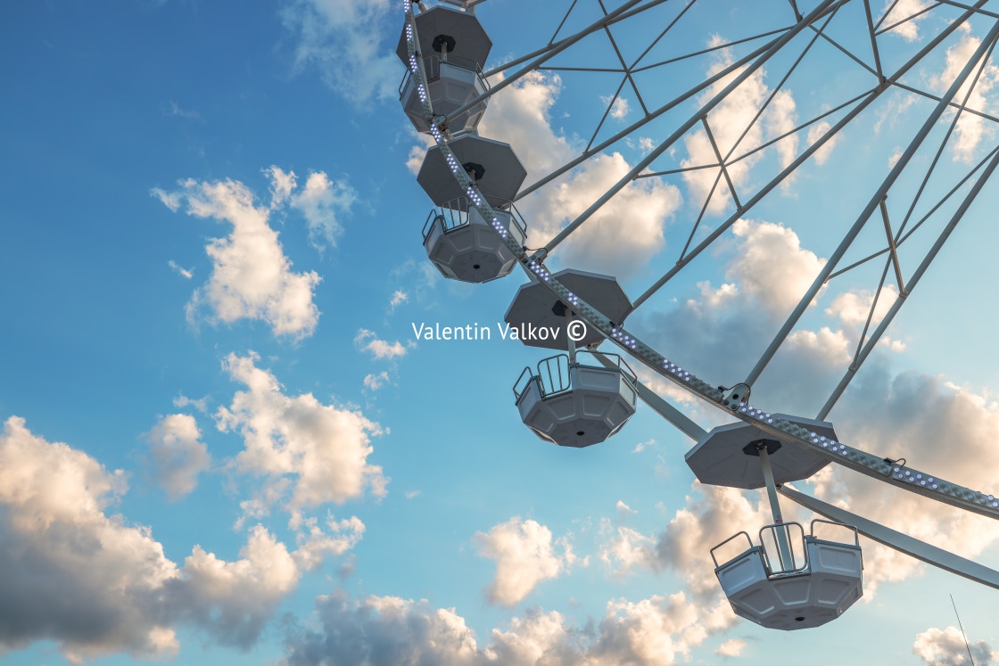 "Ferris Wheel with Blue Sky and clouds" stock image