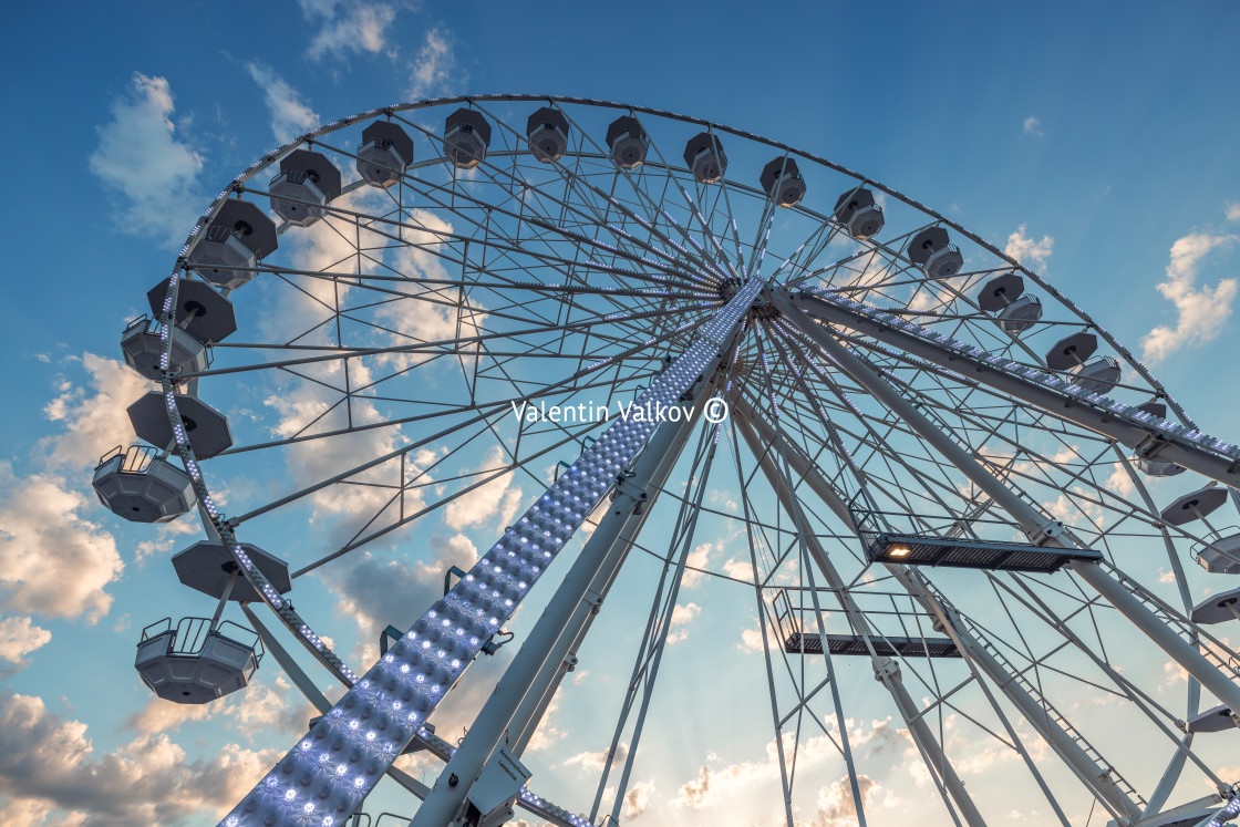 "Ferris Wheel with Blue Sky and clouds" stock image