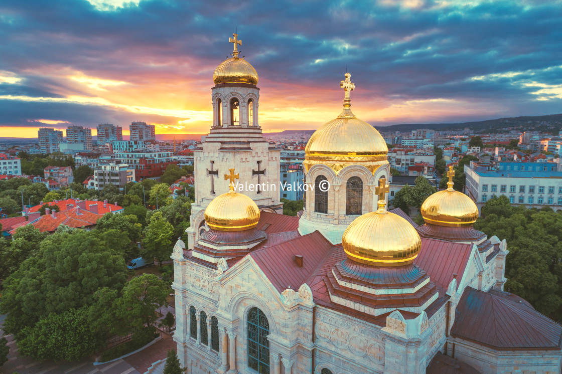 "The Cathedral of the Assumption in Varna, Aerial view" stock image