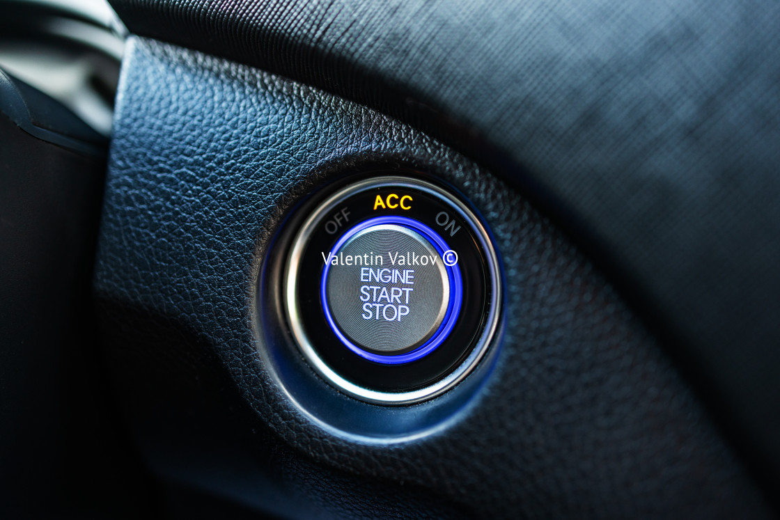 "Engine start and stop button in modern car" stock image