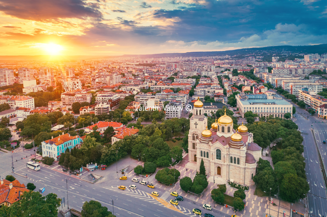 "The Cathedral of the Assumption in Varna, Aerial view" stock image