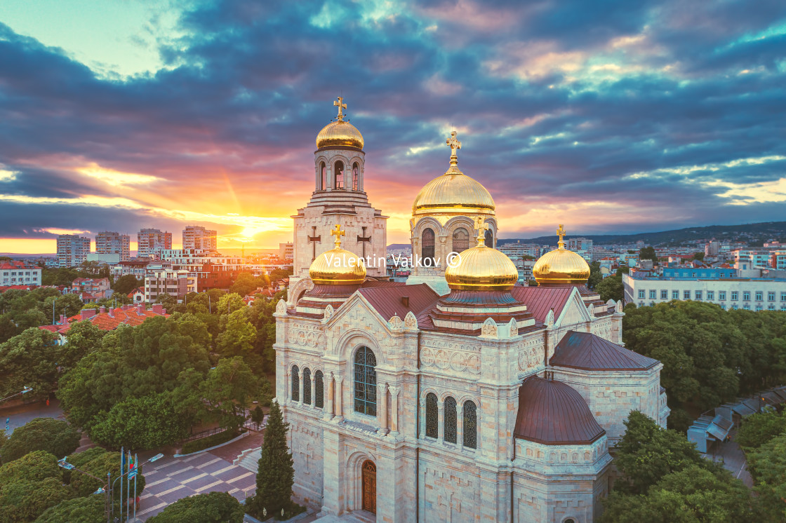 "The Cathedral of the Assumption in Varna, Aerial view" stock image