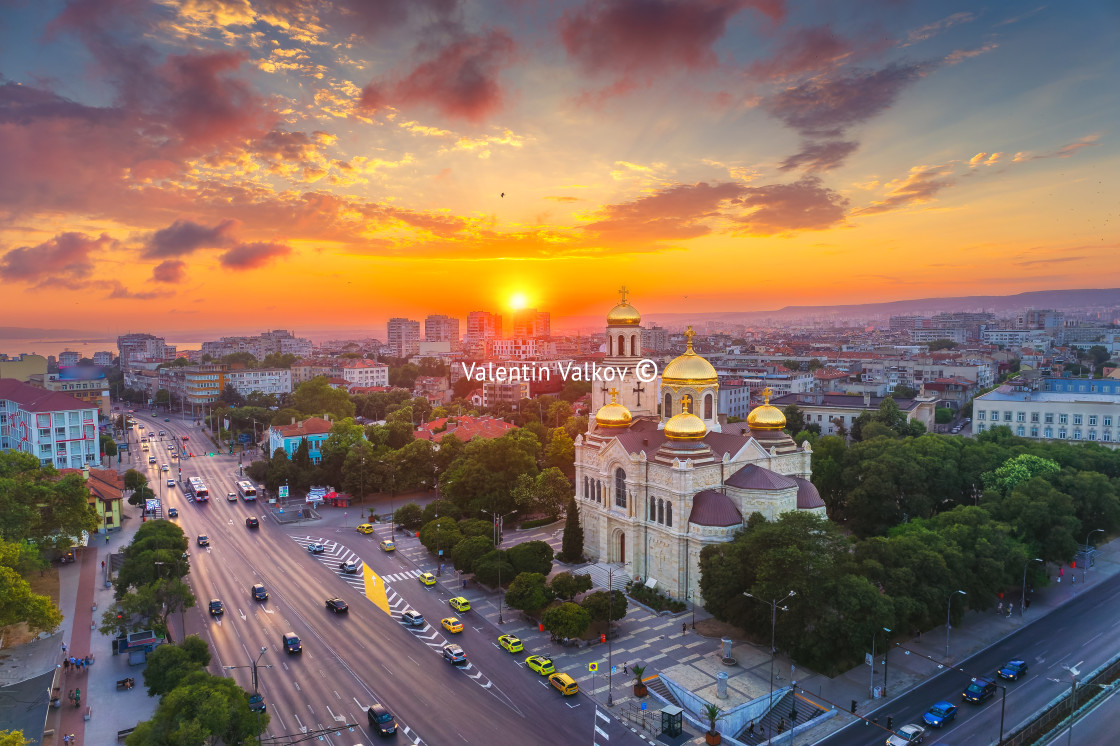 "The Cathedral of the Assumption in Varna, Aerial view" stock image