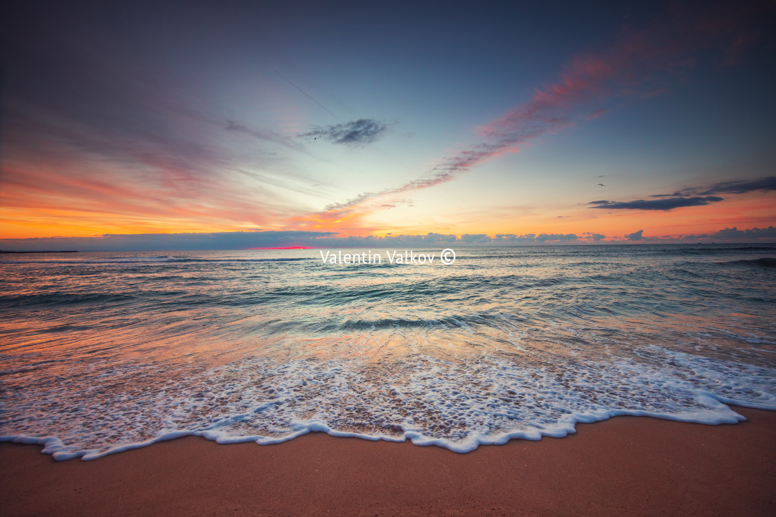 "Beach sunrise over the tropical sea" stock image