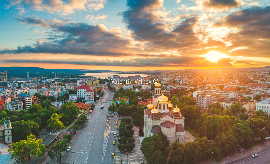 "The Cathedral of the Assumption in Varna, Aerial view" stock image