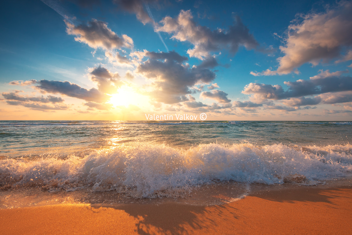 "Beach sunrise over the tropical sea" stock image