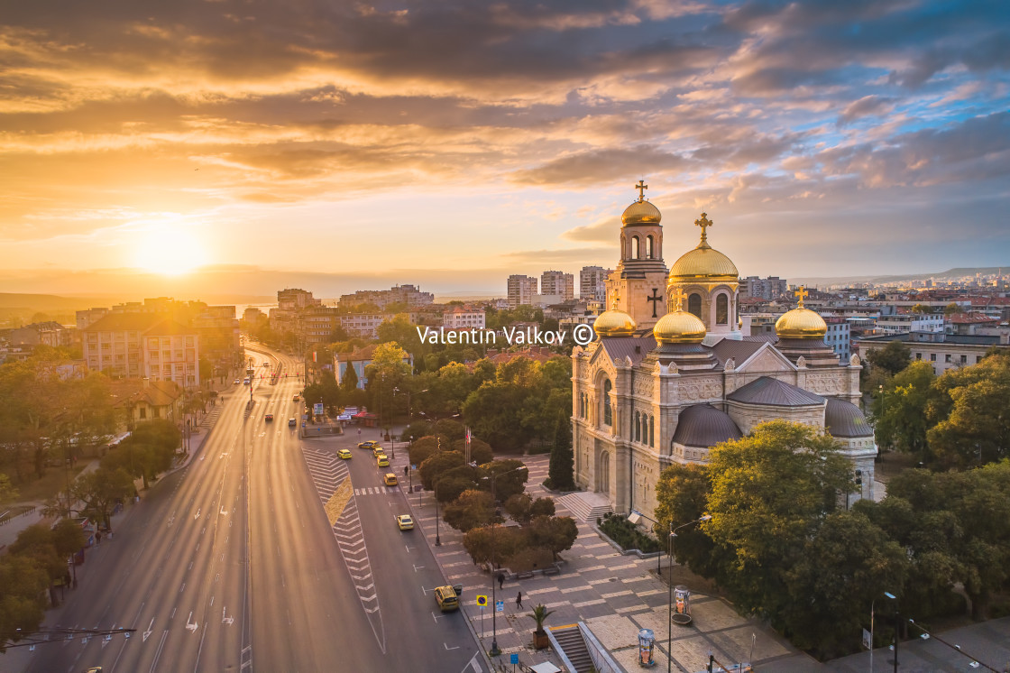 "The Cathedral of the Assumption in Varna, Aerial view" stock image