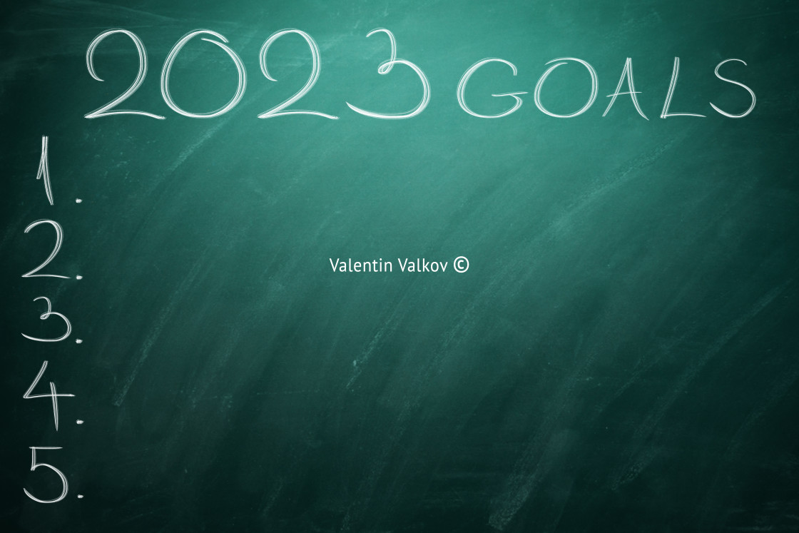 "2023 Goals on black board. Chalkboard" stock image