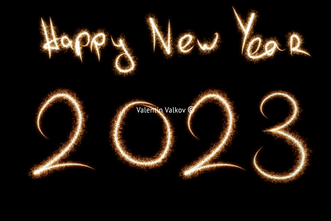 "2024 written with Sparkle firework on black background, happy ne" stock image