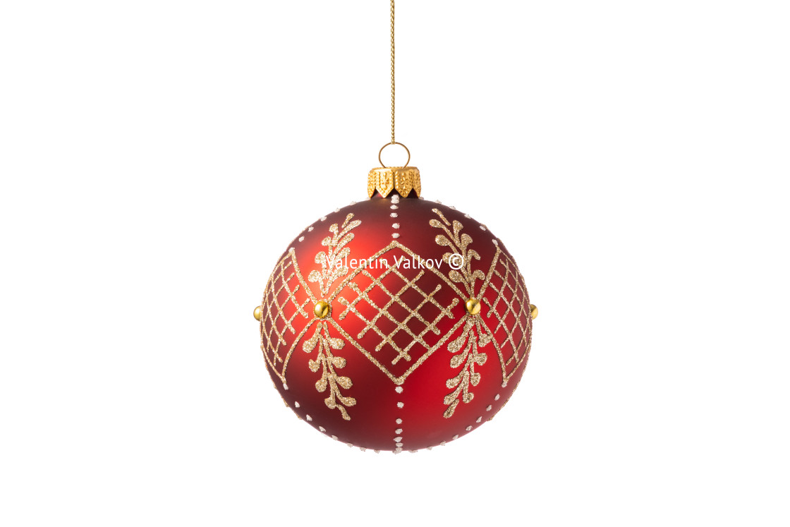 "Red Christmas tree ball isolated on white background. Christmas" stock image