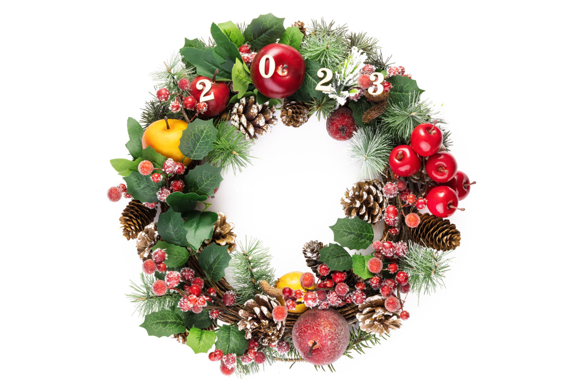 "2023 Christmas Wreath, Christmas Home Decoration, Cut Out, Isol" stock image