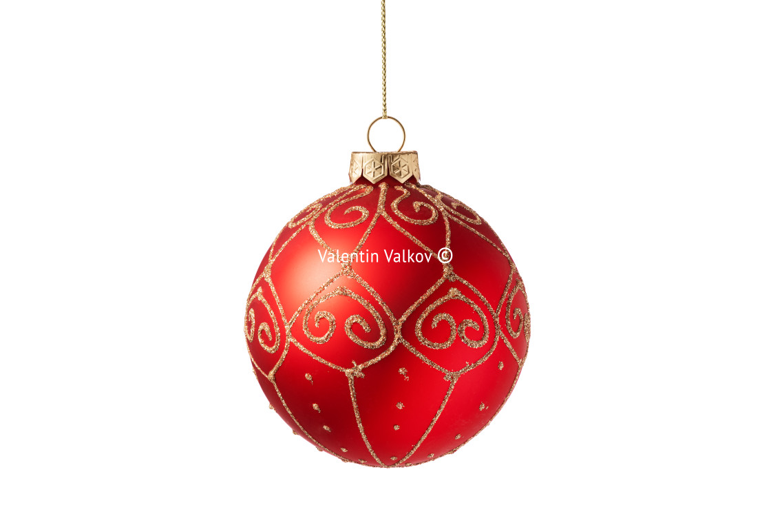 "Christmas tree ball isolated on white background. Red Christmas" stock image