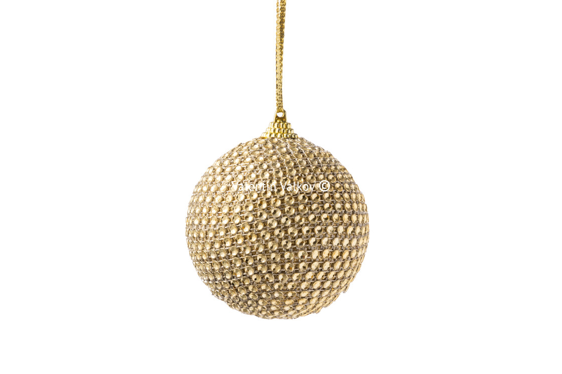 "Golden Christmas tree ball isolated on white background. Christm" stock image