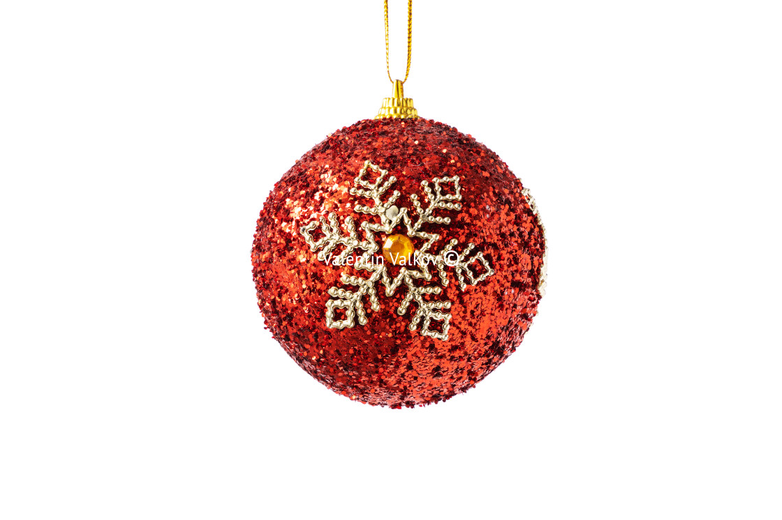 "Red Christmas tree ball isolated on white background. Christmas" stock image