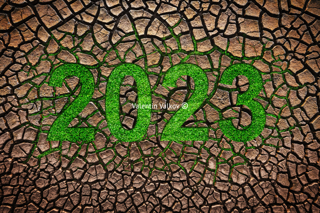 "Cracked Earth Pattern Texture, 2023 Happy new year background" stock image