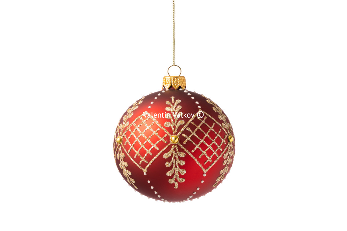 "Christmas tree ball isolated on white background. Red Christmas" stock image