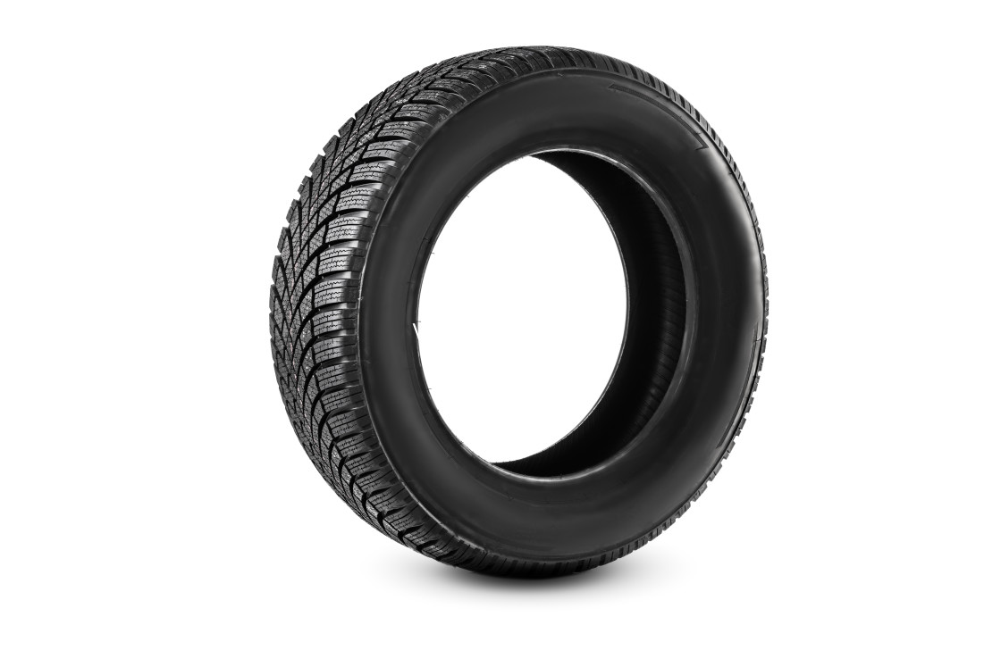 "Winter Car tire for snow isolated on white background with copy" stock image