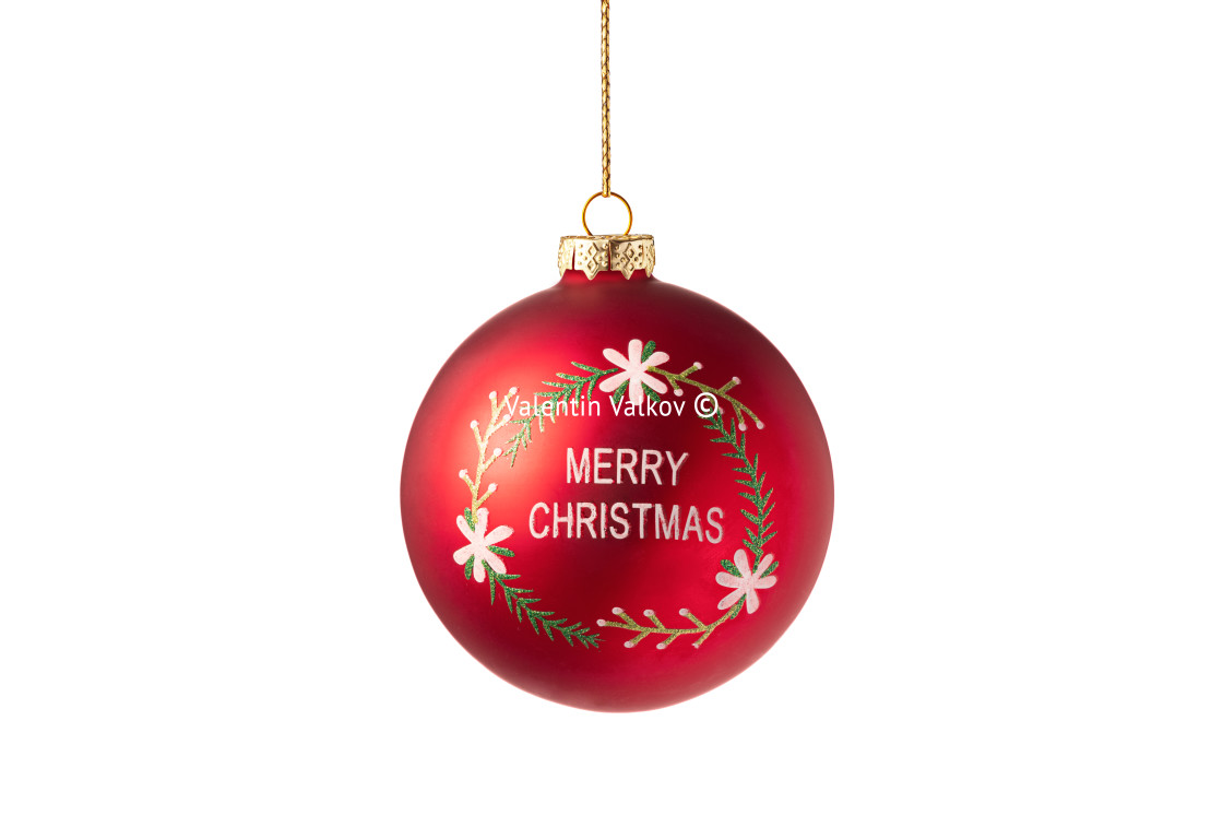 "Merry Christmas tree ball isolated on white background. Red Chri" stock image