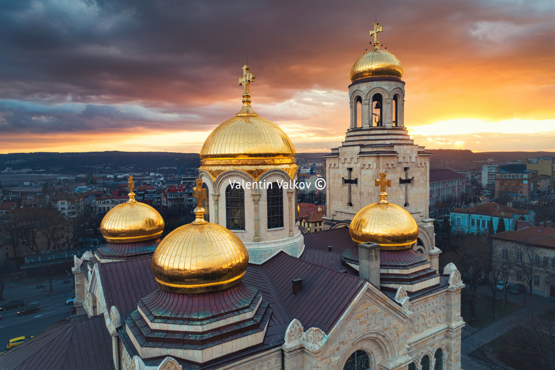 "The Cathedral of the Assumption in Varna, Aerial view" stock image