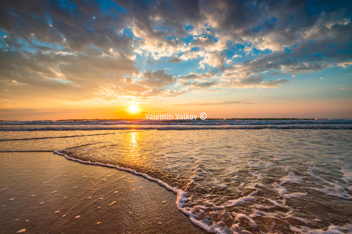 "Beach sunrise over the tropical sea" stock image