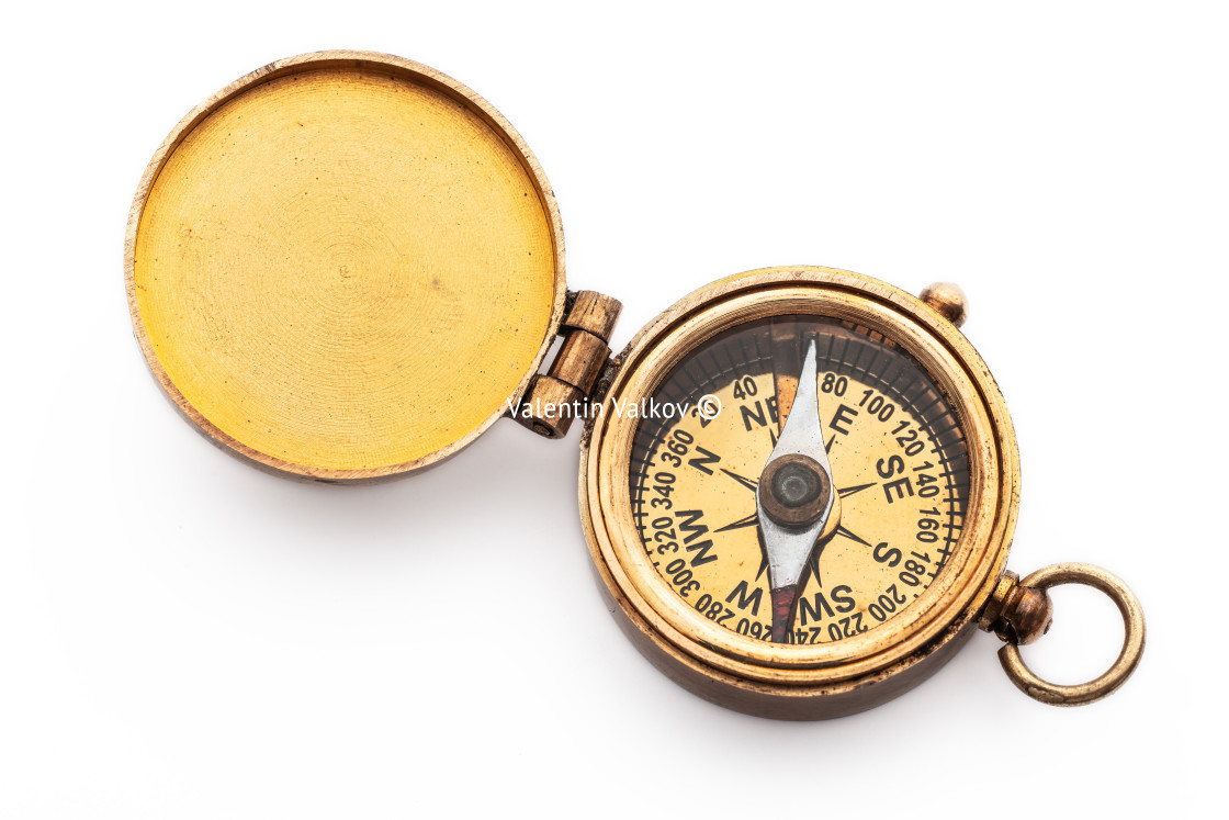 "Compass old vintage brass nautical compass isolated on white background" by Valentin Valkov - $24.48 "Compass old vintage brass nautical compass isolated on white background" stock image