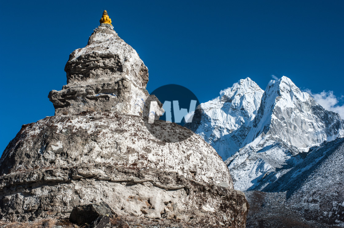 "Ama Dablam with Stupa" stock image