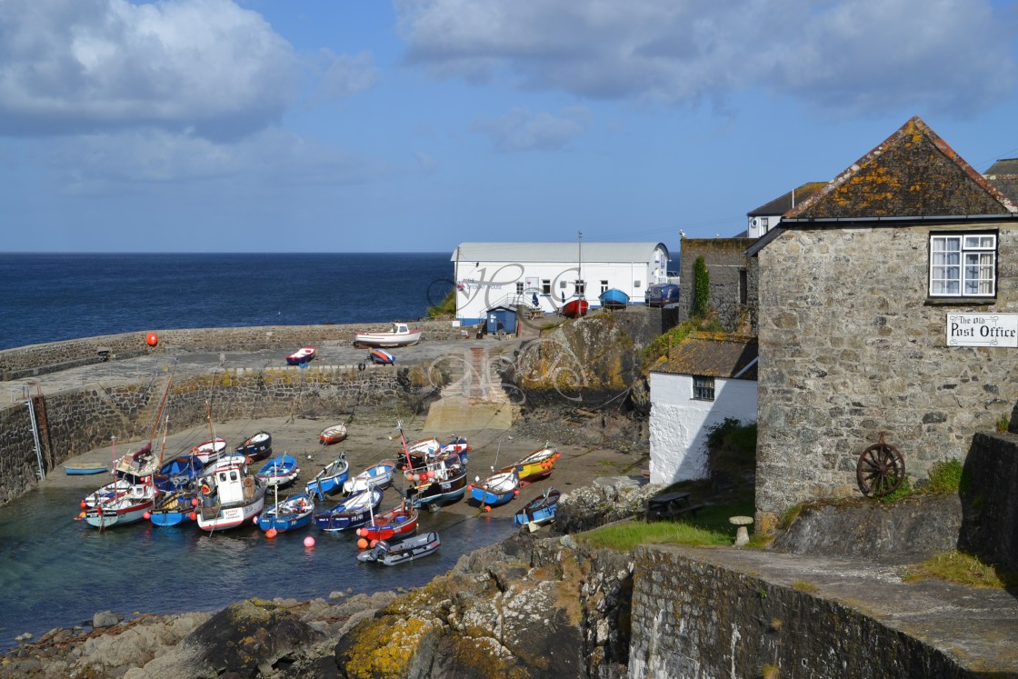 "A Cornwall fishing harbour" stock image