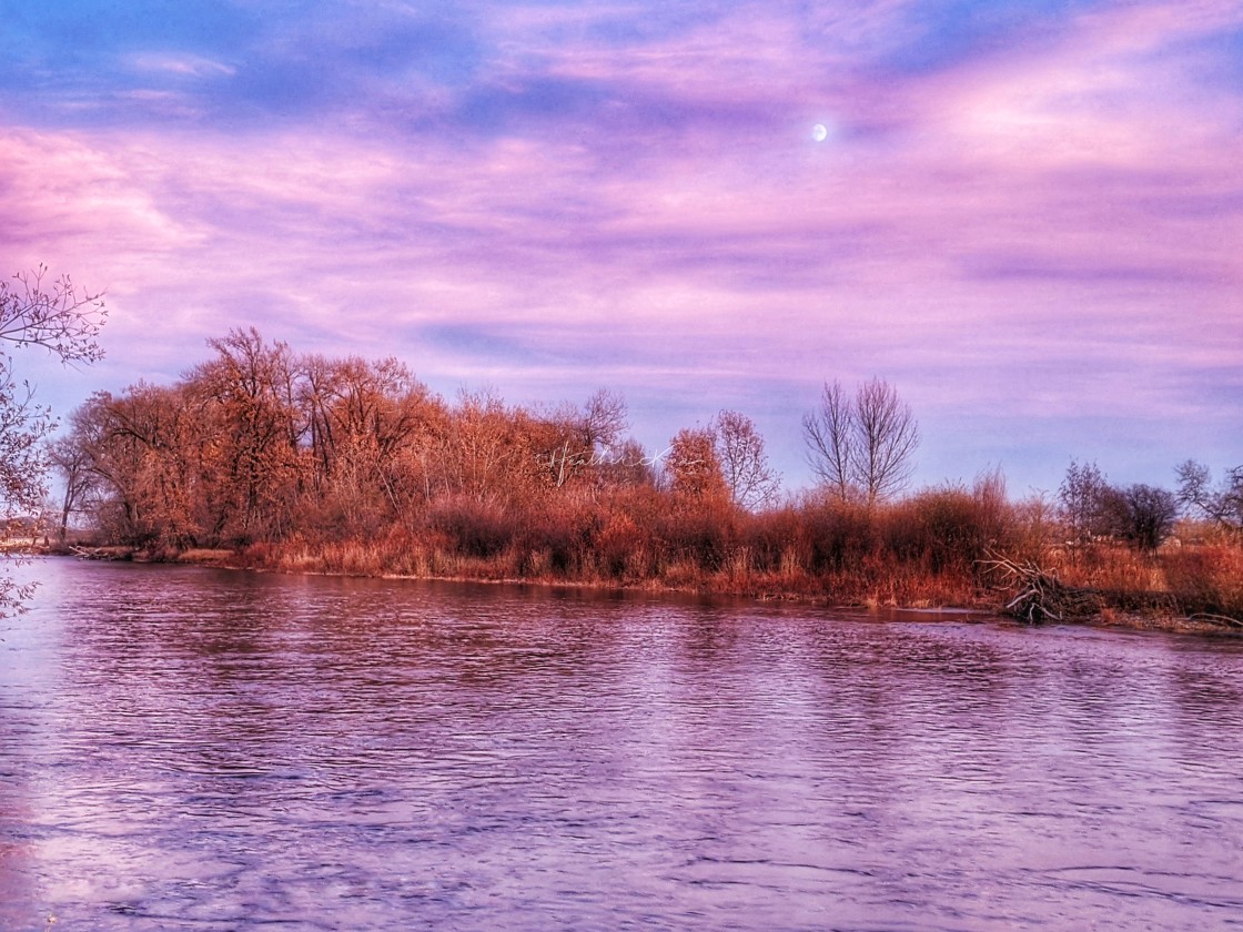 "The Moonrise at Sunset" by Heather Kae Photography - £50.00 "The Moonrise at Sunset" stock image
