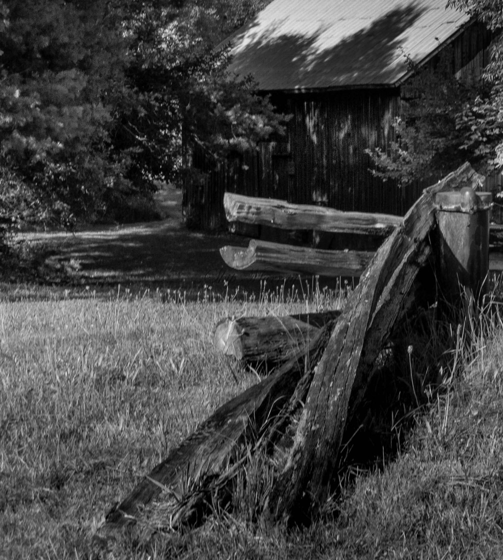 "Fence leading to barn" stock image