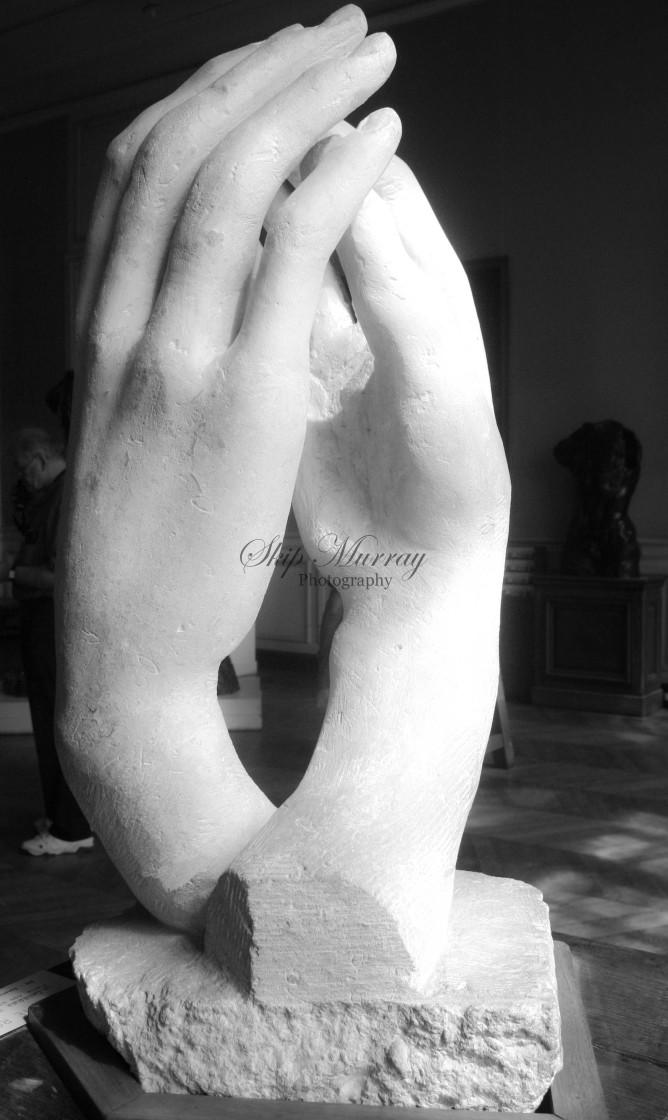 "Hands sculpture, Auguste Rodin, Rodin Museum, Paris, France." stock image