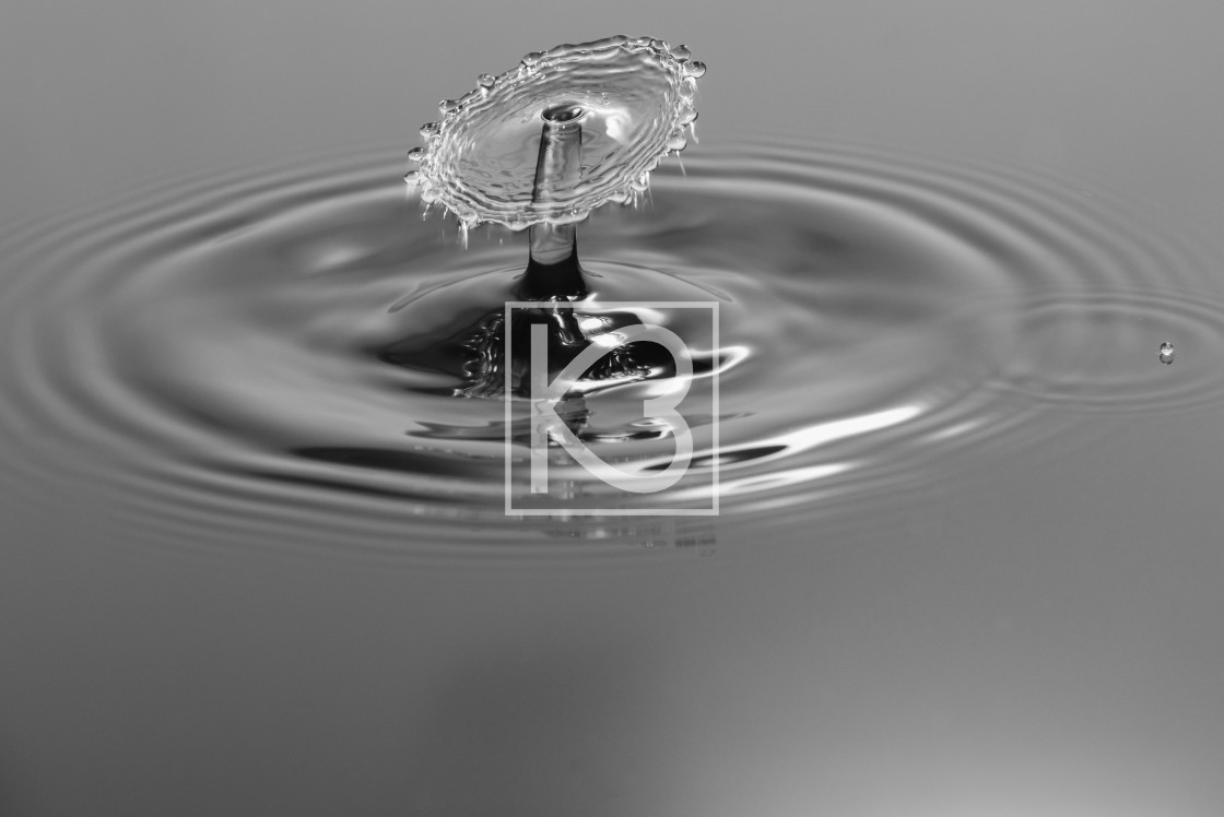 "Water drop collision in Black and White" stock image