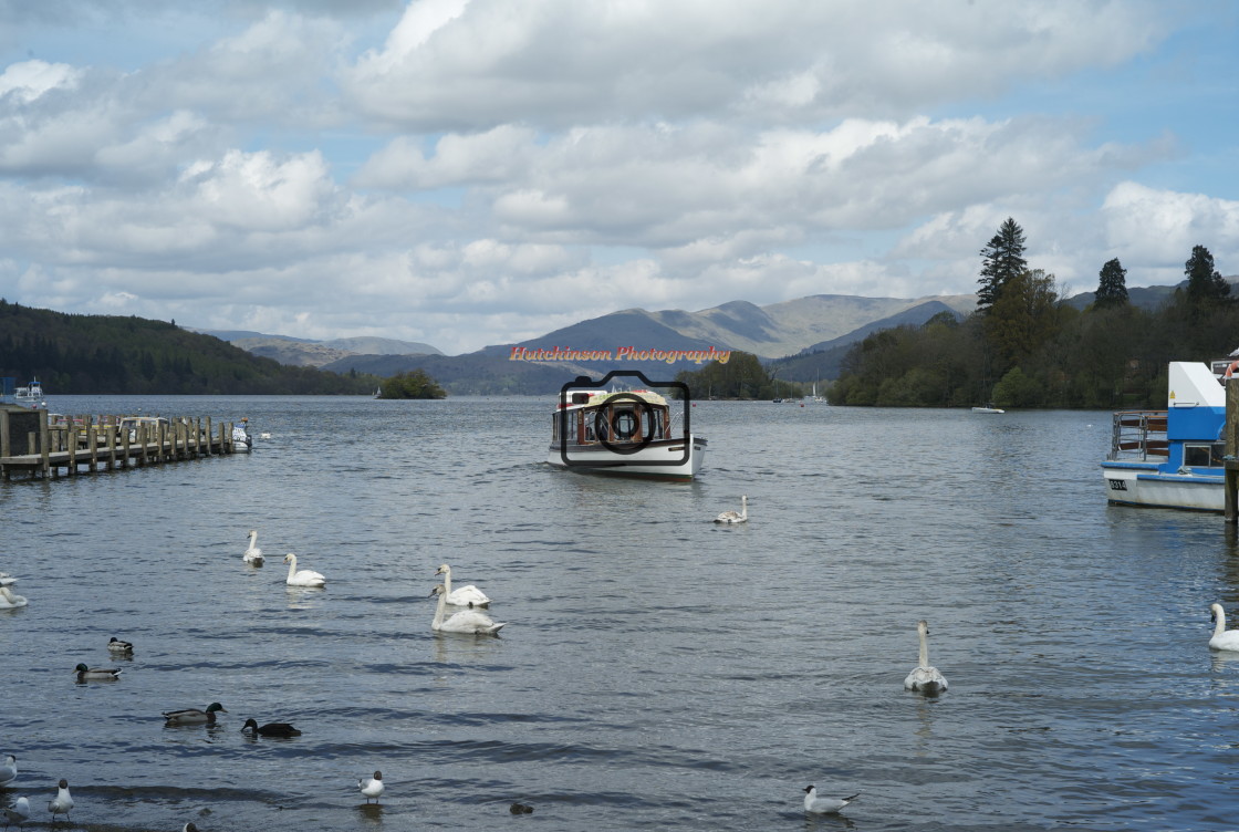 "Lake launch, Lake Windermere, Cumbria." stock image