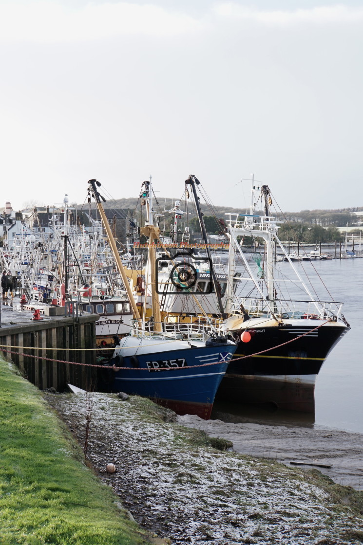 "Fishing boats at Kirkcudbright, Dumfries and Galloway" stock image