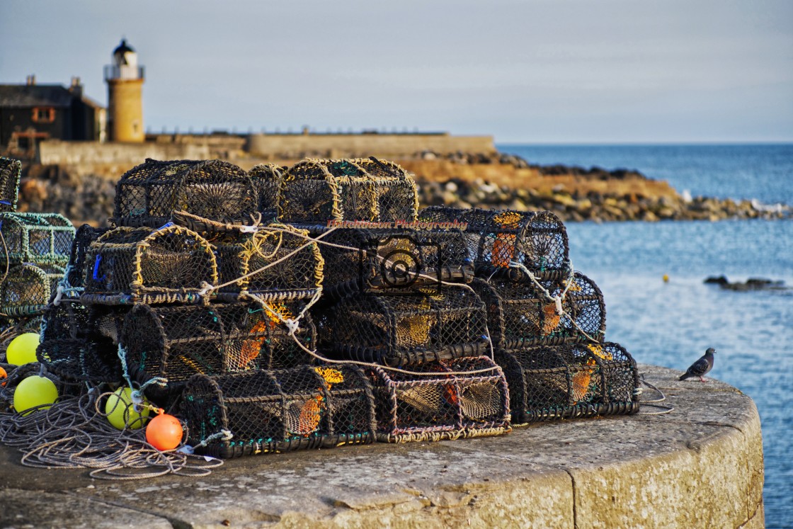 "Fishing Baskets Portpatrick, Dumfries and Galloway, Scotland" stock image