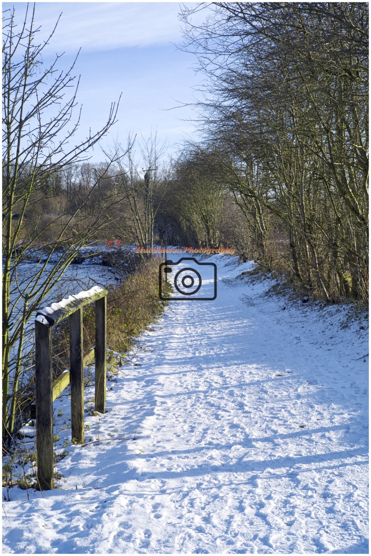 "Riverside Path in snow" stock image