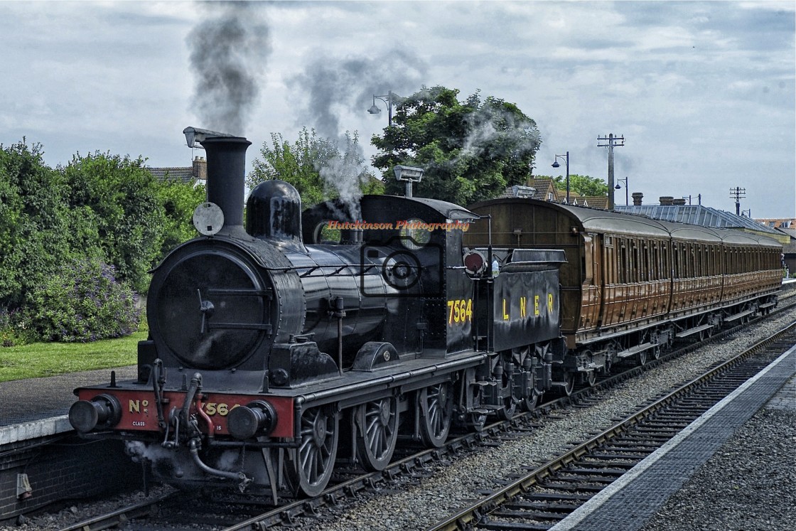 "LNER 7564 with Quad coaches" stock image