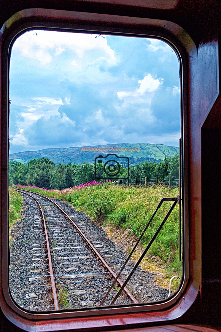 "View from a train carriage" stock image