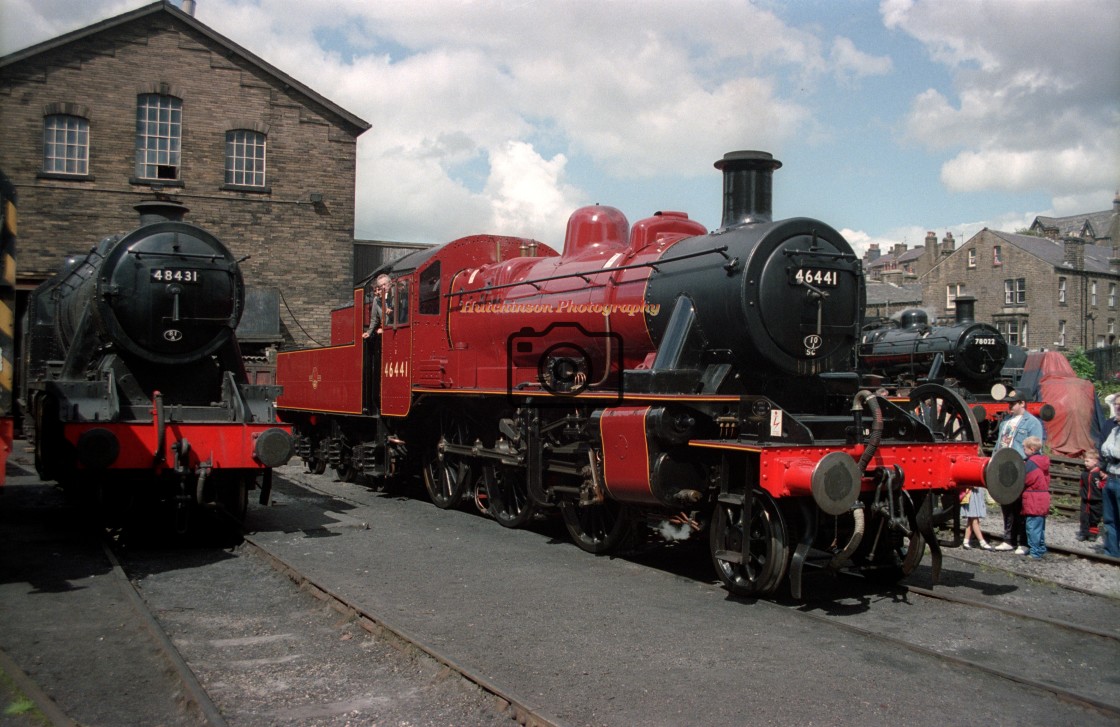 "BR 2MT 2-6-0 in Haworth Yard" stock image