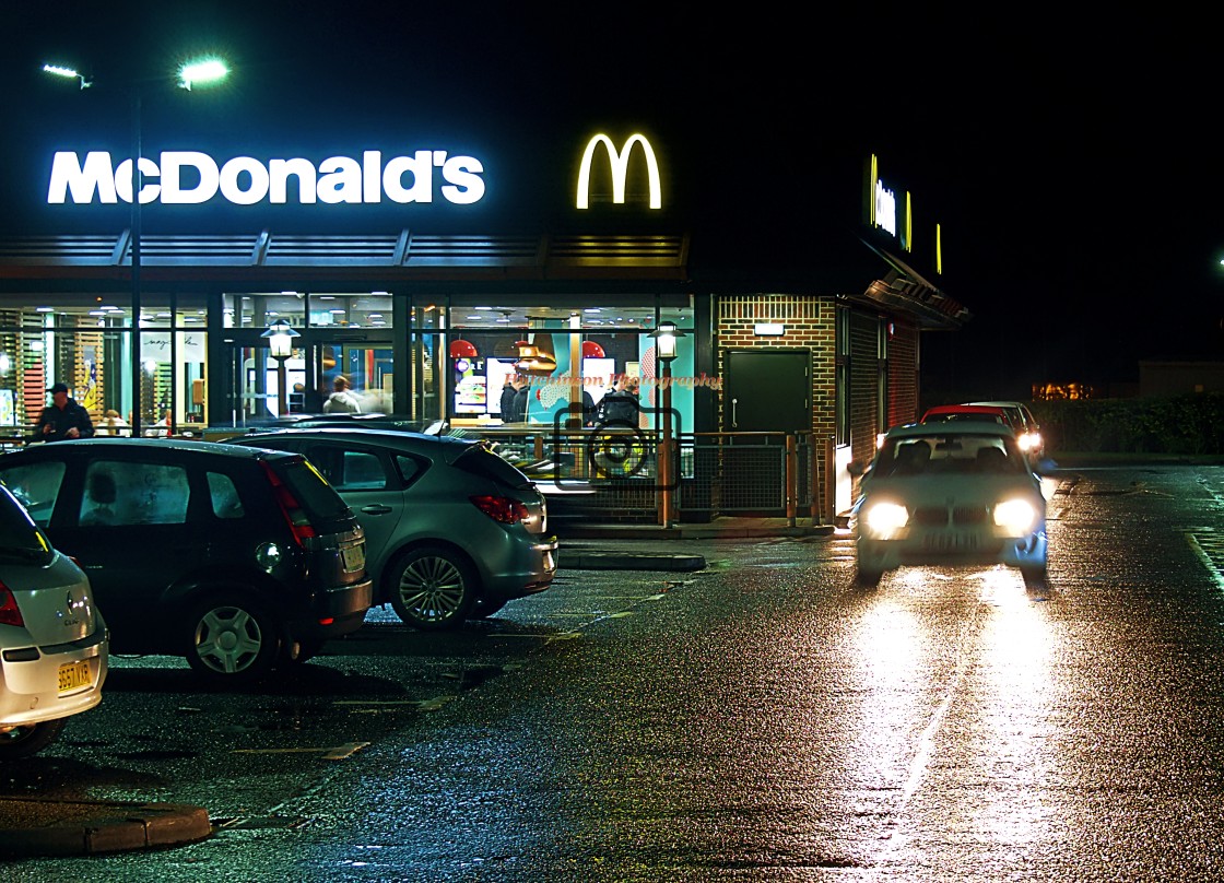 "McDonald's at night" stock image