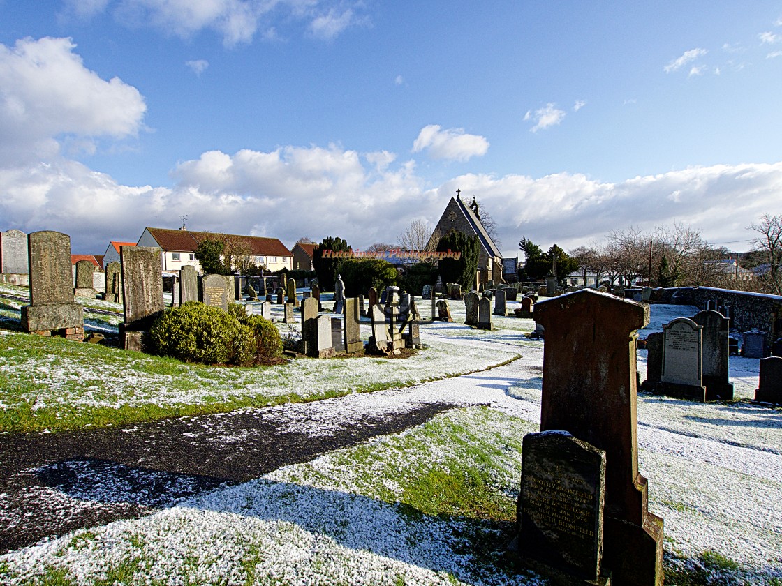 "Churchyard in winter" stock image