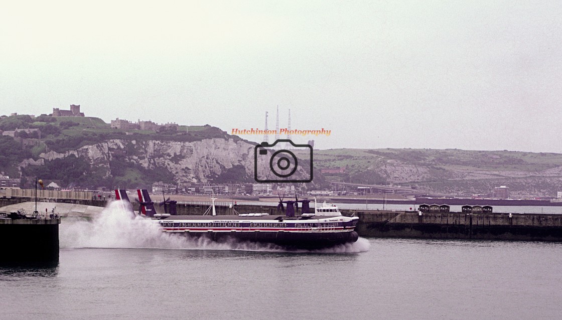 "Hovercraft leaving Dover" stock image