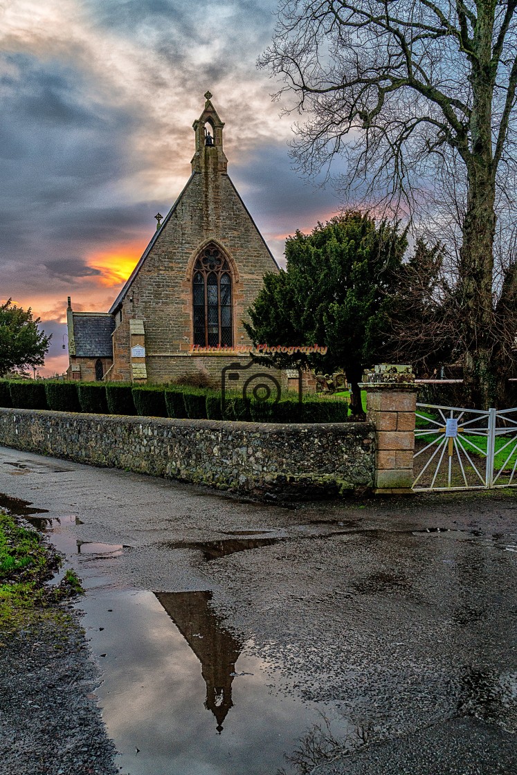 "Church at Sunset" stock image