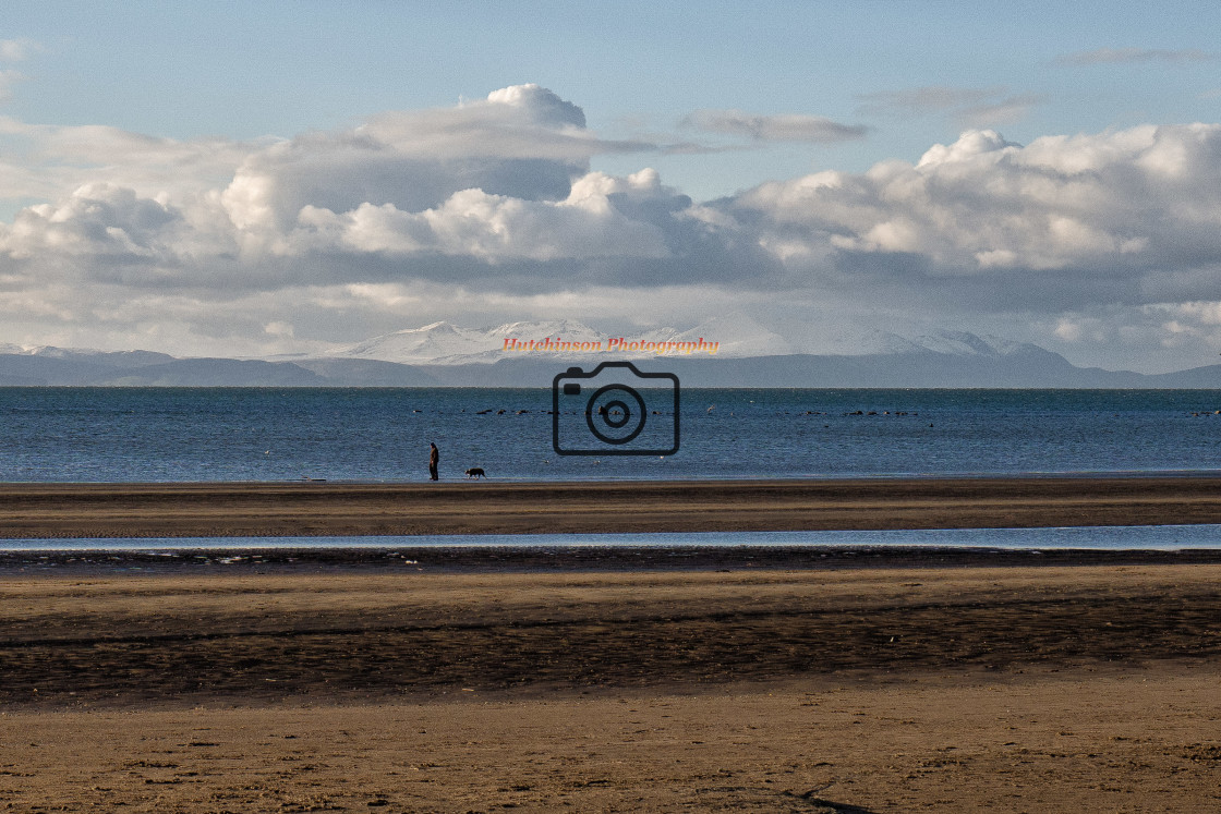 "Ayr Beach looking across to Arran" stock image