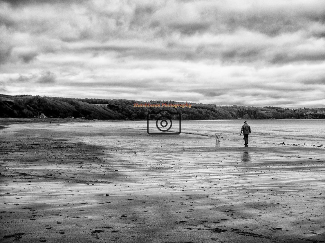 "Man Walking his Dog" stock image